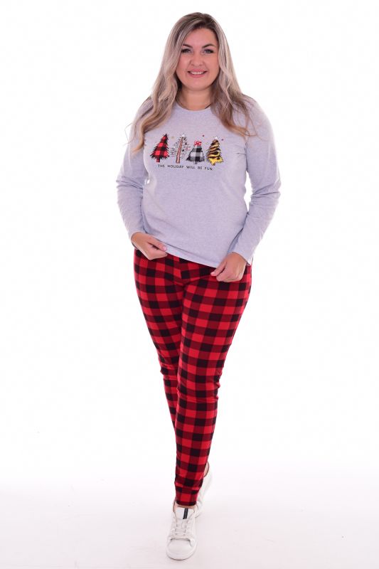 Women's pajamas 1-217 (light gray) Christmas Trees