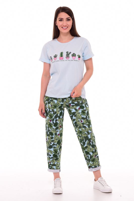 Women's pajamas 5-276 (blue), Cacti