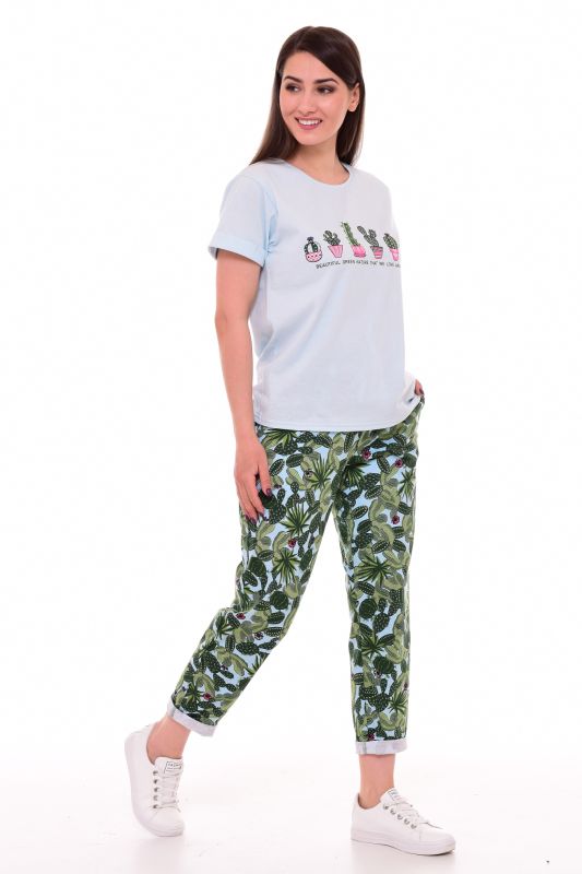 Women's pajamas 5-276 (blue), Cacti