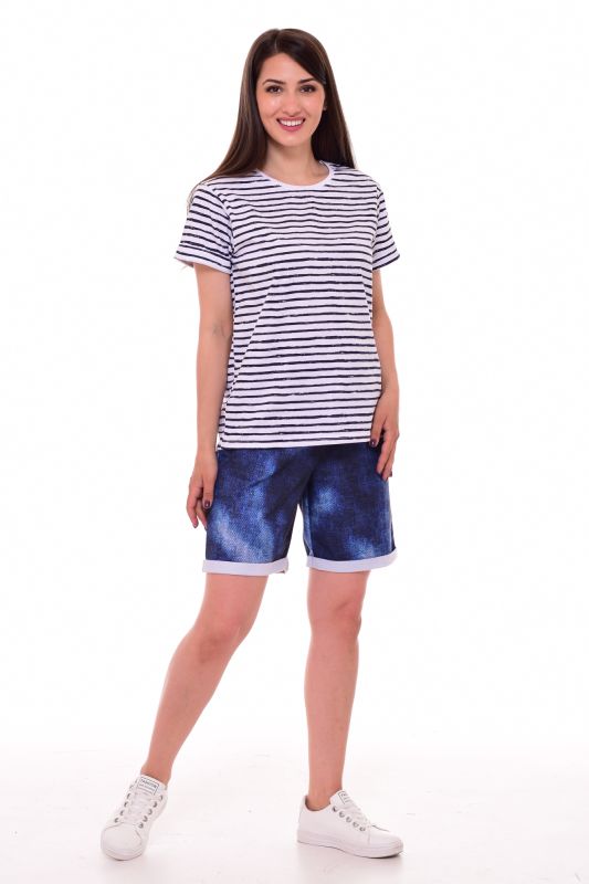 Women's T-shirt 6-189 (white and blue stripe)